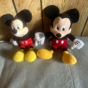 Disney Mickey Mouse Plush Pair - Black, Red, Yellow